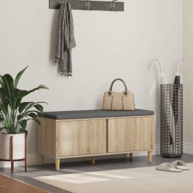 Banco de entrada con cojín Roble Sonoma 60 x 38 x 46 cm en Bancos para recibidores y almacenamiento | Comprar online en Foru.es