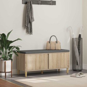 Banco de entrada con cojín Roble Sonoma 60 x 38 x 46 cm en Bancos para recibidores y almacenamiento | Comprar online en Foru.es
