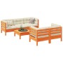 Set de sofás jardín 6 pzas con cojines madera pino marrón cera en Conjuntos de jardín | Comprar online en Foru.es