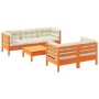 Set de sofás jardín 6 pzas con cojines madera pino marrón cera en Conjuntos de jardín | Comprar online en Foru.es