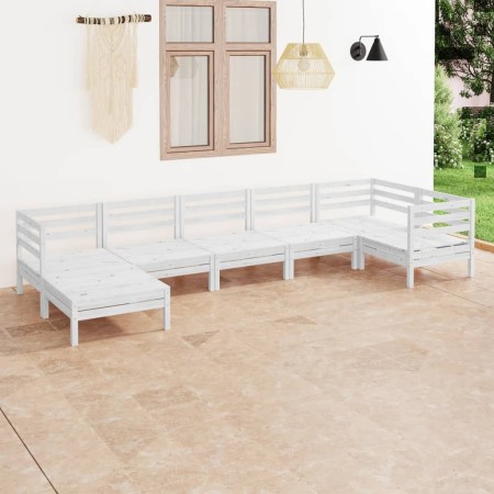 Juego de muebles de jardín 7 piezas madera maciza pino blanco en Conjuntos de jardín | Comprar online en Foru.es