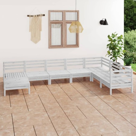 Juego de muebles de jardín 8 piezas madera maciza pino blanco en Conjuntos de jardín | Comprar online en Foru.es
