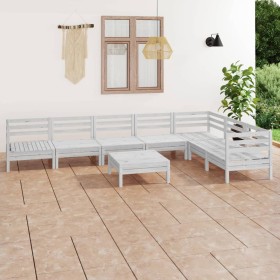Juego de muebles de jardín 8 piezas madera maciza pino blanco en Conjuntos de jardín | Comprar online en Foru.es