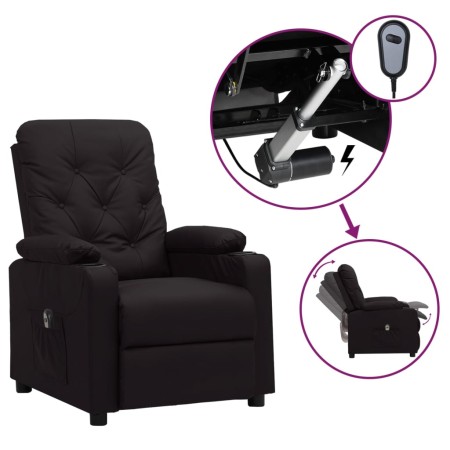 Sillón reclinable eléctrico de cuero sintético negro en Sillones | Comprar online en Foru.es