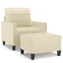 Sillón con taburete cuero sintético color crema 60 cm en Sofás | Comprar online en Foru.es