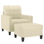 Sillón con taburete cuero sintético color crema 60 cm en Sofás | Comprar online en Foru.es