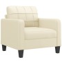 Sillón con taburete cuero sintético color crema 60 cm en Sofás | Comprar online en Foru.es