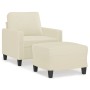 Sillón con taburete cuero sintético color crema 60 cm en Sofás | Comprar online en Foru.es