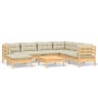 Muebles de jardín 8 pzas y cojines madera maciza de pino crema en Conjuntos de jardín | Comprar online en Foru.es
