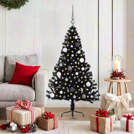 Árbol de Navidad Artificial Preiluminado Negro 150 cm PVC en Decoración Festiva y Estacional | Comprar online en Foru.es