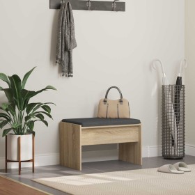 Banco de entrada con cojín Roble Sonoma 60 x 38 x 46 cm en Bancos para recibidores y almacenamiento | Comprar online en Foru.es