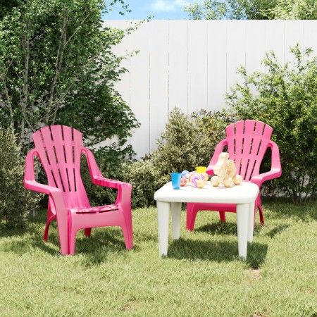 Sillas de jardín niños 2 uds aspecto madera PP rosa 37x34x44 cm de vidaXL, Sillas de jardín - Ref: Foro24-364741, Precio: 63,...