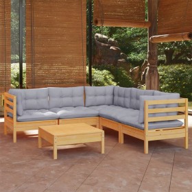 Juego de muebles de jardín 6 pzas y cojines madera maciza pino en Conjuntos de jardín | Comprar online en Foru.es
