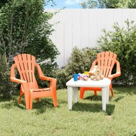 Sillas jardín niños 2 uds aspecto madera PP naranja 37x34x44 cm de vidaXL, Sillas de jardín - Ref: Foro24-364742, Precio: 56,...