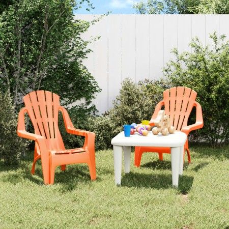 Sillas jardín niños 2 uds aspecto madera PP naranja 37x34x44 cm de vidaXL, Sillas de jardín - Ref: Foro24-364742, Precio: 56,...