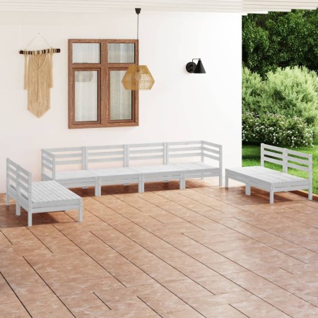Juego de muebles de jardín 8 piezas madera maciza pino blanco en Conjuntos de jardín | Comprar online en Foru.es