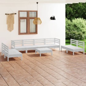 Juego de muebles de jardín 9 piezas madera maciza pino blanco en Conjuntos de jardín | Comprar online en Foru.es