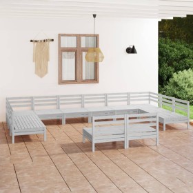 Juego de muebles de jardín 12 piezas madera maciza pino blanco en Conjuntos de jardín | Comprar online en Foru.es