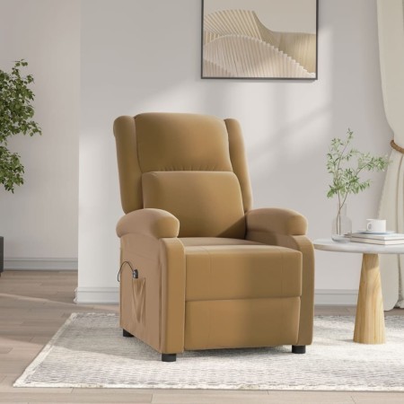 Sillón reclinable eléctrico de terciopelo marrón en Sillones | Comprar online en Foru.es