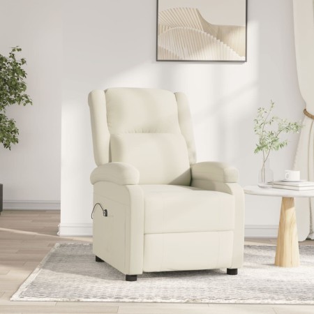 Sillón reclinable eléctrico de terciopelo blanco crema en Sillones | Comprar online en Foru.es