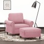 Sillón con taburete terciopelo rosa 60 cm en Sofás | Comprar online en Foru.es