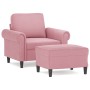 Sillón con taburete terciopelo rosa 60 cm en Sofás | Comprar online en Foru.es