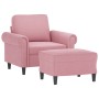 Sillón con taburete terciopelo rosa 60 cm en Sofás | Comprar online en Foru.es