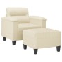 Sillón con taburete cuero sintético color crema 60 cm en Sofás | Comprar online en Foru.es