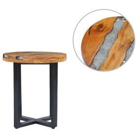 Mesa de centro de madera maciza de teca y polirresina 40x45 cm de vidaXL, Mesas de centro - Ref: Foro24-281652, Precio: 93,81...