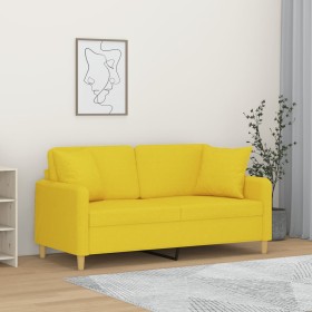 Sofá de 2 plazas con cojines tela amarillo claro 140 cm en Sofás | Comprar online en Foru.es