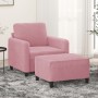 Sillón con taburete terciopelo rosa 60 cm en Sofás | Comprar online en Foru.es
