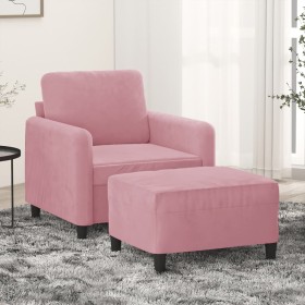 Sillón con taburete terciopelo rosa 60 cm en Sofás | Comprar online en Foru.es