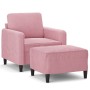 Sillón con taburete terciopelo rosa 60 cm en Sofás | Comprar online en Foru.es