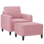 Sillón con taburete terciopelo rosa 60 cm en Sofás | Comprar online en Foru.es