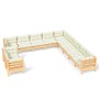 Muebles de jardín 11 pzas y cojines madera maciza de pino crema en Conjuntos de jardín | Comprar online en Foru.es