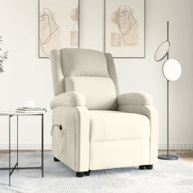 Sillón elevable de terciopelo blanco crema en Sillones | Comprar online en Foru.es