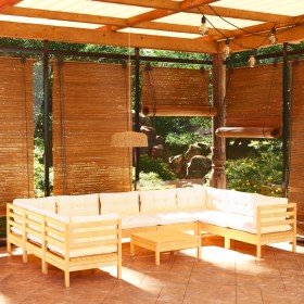 Muebles de jardín 10 piezas y cojines madera de pino crema en Conjuntos de jardín | Comprar online en Foru.es