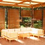 Muebles de jardín 10 piezas y cojines madera de pino crema en Conjuntos de jardín | Comprar online en Foru.es