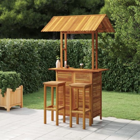 Juego muebles de bar de jardín 3 piezas madera maciza de acacia en Conjuntos de jardín | Comprar online en Foru.es