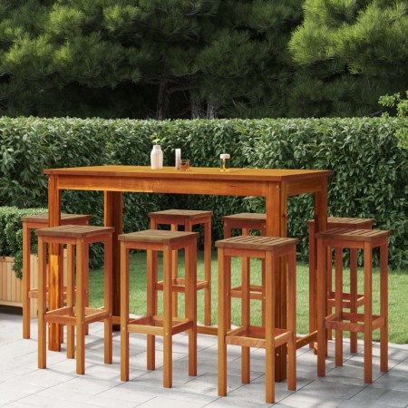 Juego muebles de bar de jardín 9 piezas madera maciza de acacia en Conjuntos de jardín | Comprar online en Foru.es