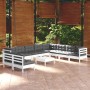 Muebles de jardín 11 pzas con cojines blanco madera de pino en Conjuntos de jardín | Comprar online en Foru.es