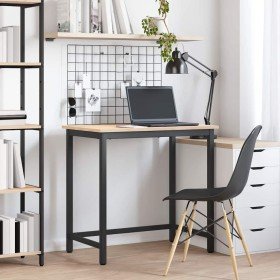 Mesa Natural 80 x 50 x 77 cm Madera Ingenierizada y Acero en Oficina | Comprar online en Foru.es