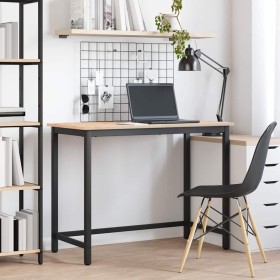 Mesa Natural 100 x 50 x 77 cm Madera Ingenierizada y Acero en Oficina | Comprar online en Foru.es