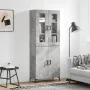 Concrete gray plywood tall sideboard 69.5x34x180 cm by vidaXL, Sideboards - Ref: Foro24-3198213, Price: 156,37 €, Discount: %