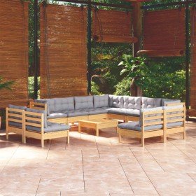 Juego de muebles de jardín 12 pzas y cojines madera maciza pino en Conjuntos de jardín | Comprar online en Foru.es