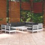 Muebles de jardín 12 pzas con cojines blanco madera maciza pino en Conjuntos de jardín | Comprar online en Foru.es