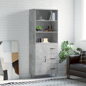 Aparador alto madera contrachapada gris hormigón 69,5x34x180 cm de vidaXL, Aparadores - Ref: Foro24-3189441, Precio: 147,04 €...