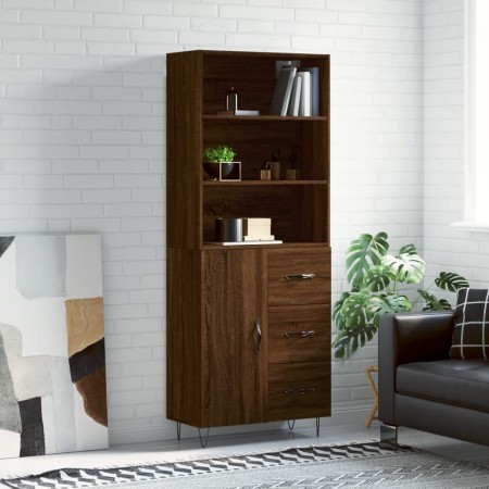 Aparador alto madera contrachapada marrón roble 69,5x34x180 cm de vidaXL, Aparadores - Ref: Foro24-3189444, Precio: 156,96 €,...
