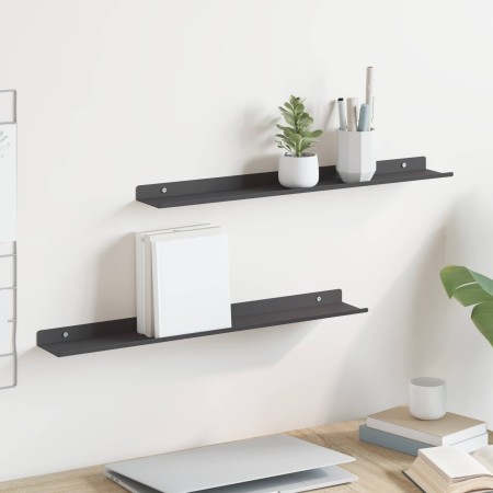 Estante de pared con estante 2 pcs Negro 80 x 18 x 2.5 cm en Estanterías | Comprar online en Foru.es