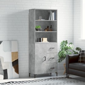 Aparador alto madera contrachapada gris hormigón 69,5x34x180 cm de vidaXL, Aparadores - Ref: Foro24-3189449, Precio: 155,50 €...
